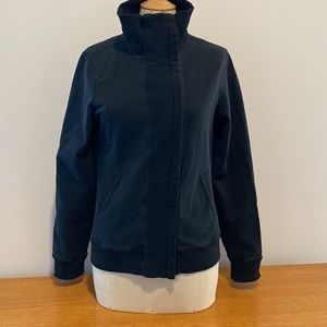 Lululemon black yoga athleisure jacket with mock neck and thick front panel. Med